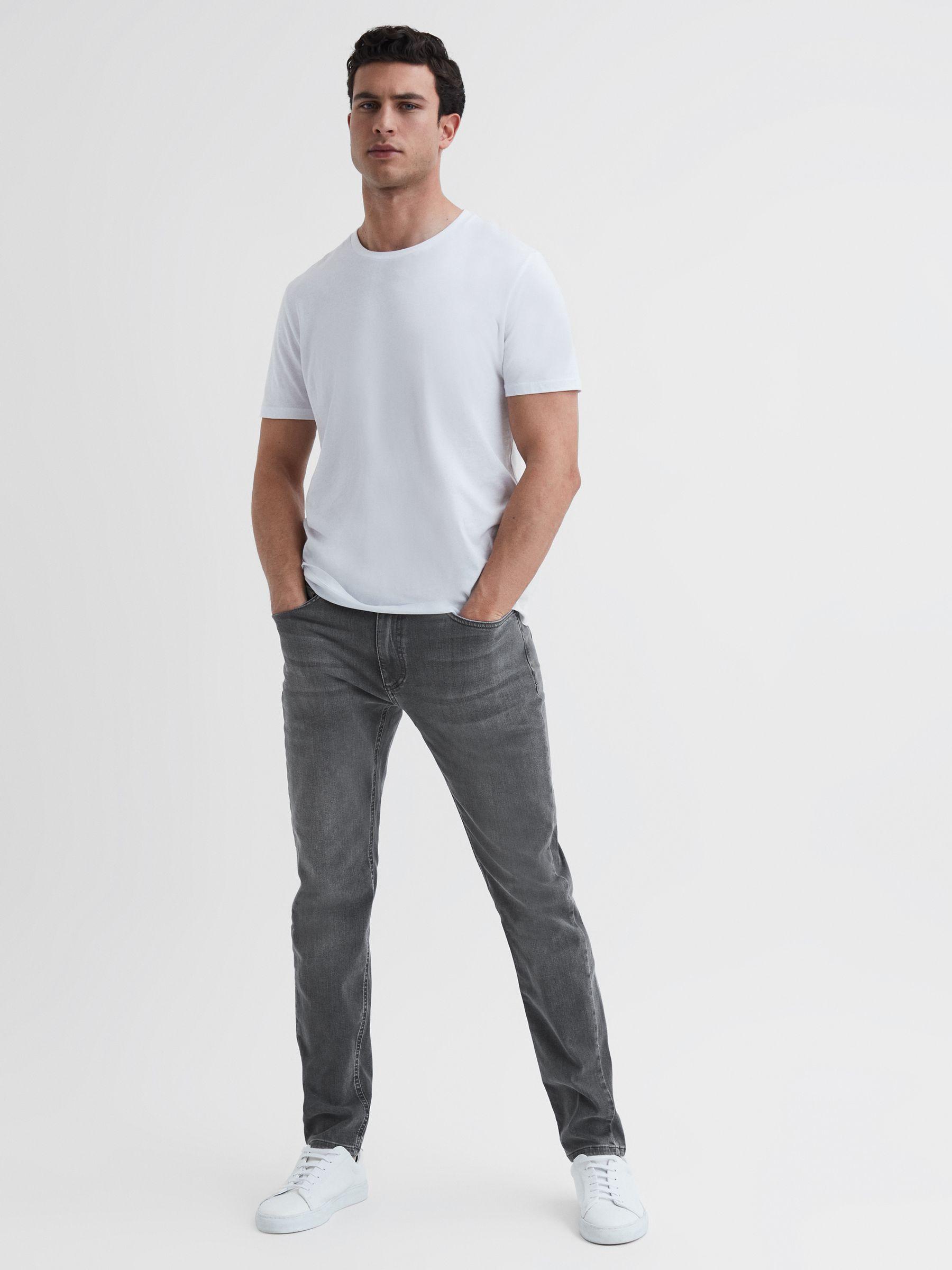 Slim Fit Washed Jeans in Washed Grey Product Image