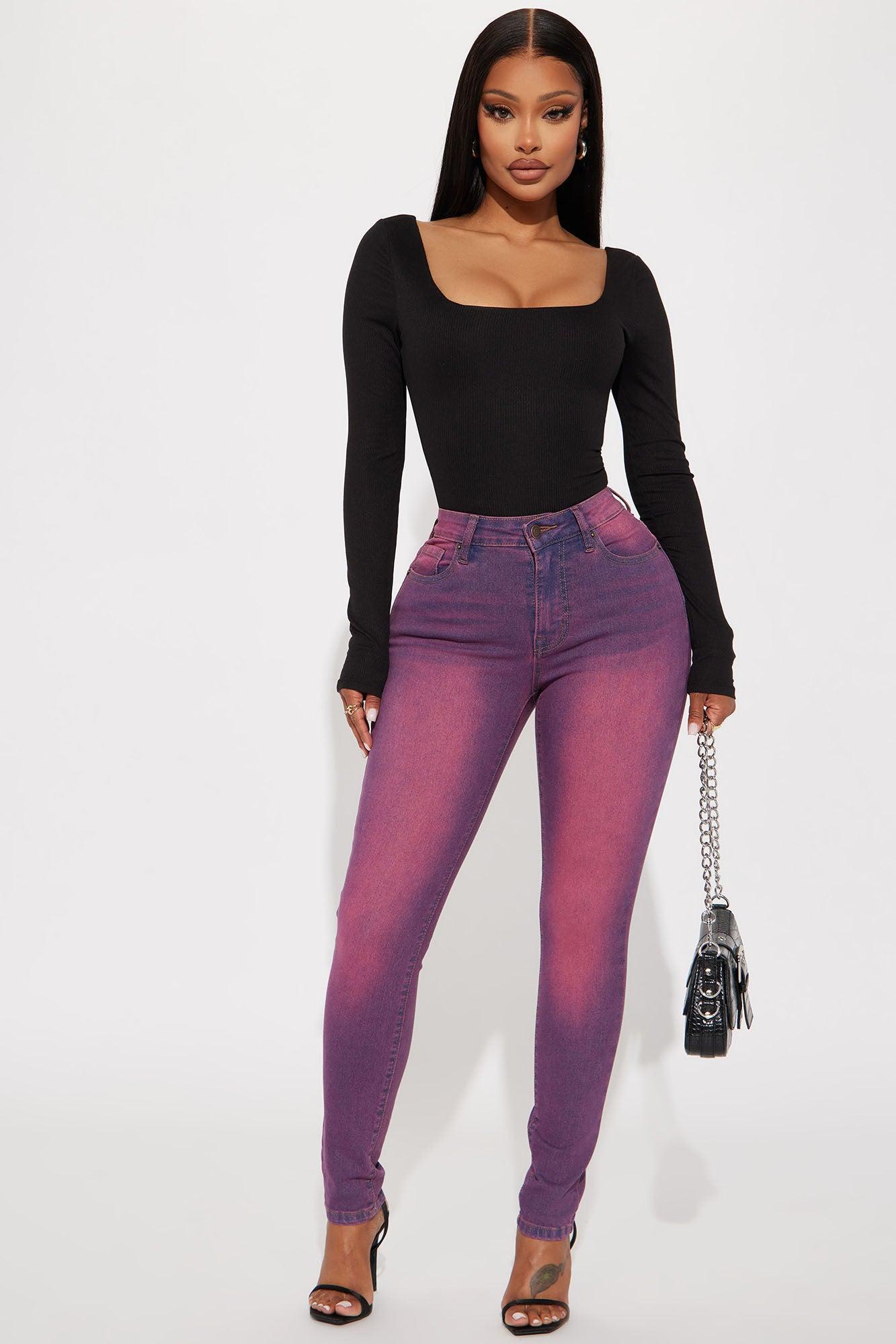 Hampton Tinted High Stretch Skinny Jeans - Fuchsia Product Image