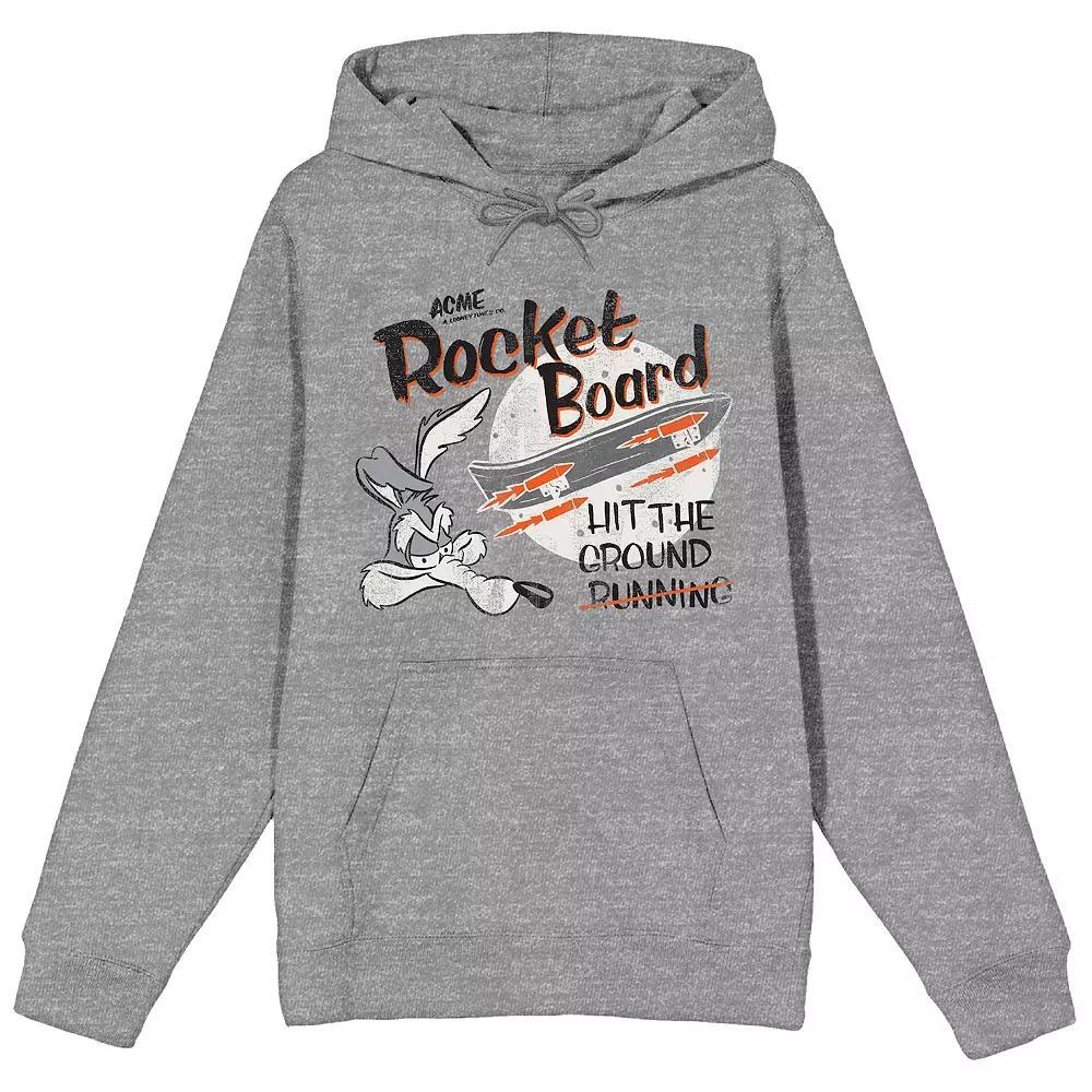 Men's Looney Tunes Wile E. Coyote Hooded Sweatshirt, Size: Medium, Gray Product Image