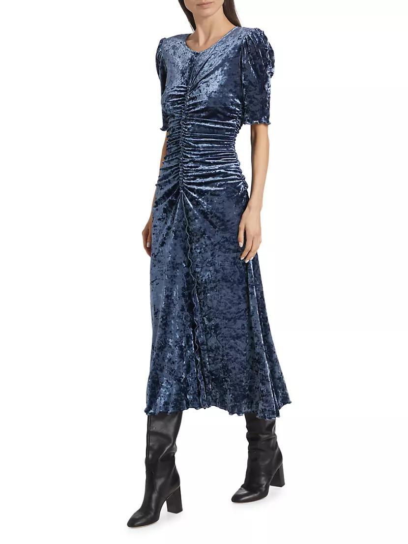 Cailyn Ruched Velvet Midi-Dress Product Image