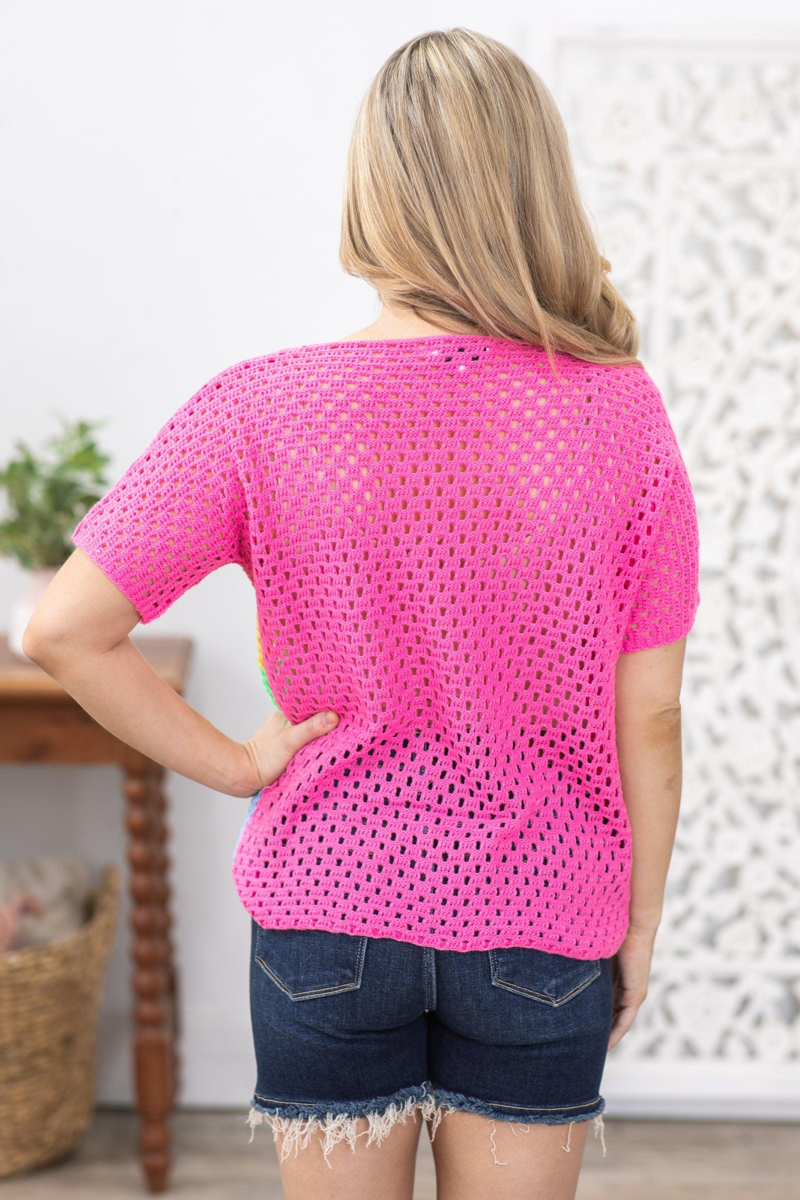 Pink Multicolor Colorblock Sweater Top Product Image