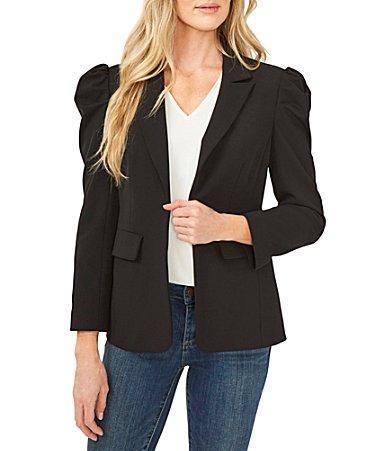 CeCe Womens Puff-Shoulder Open Front Long Sleeve Blazer Product Image