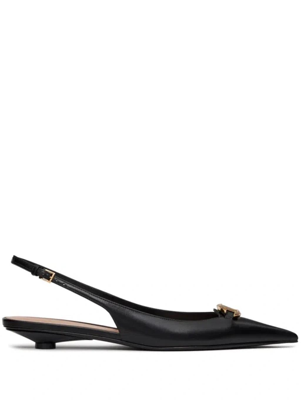 VALENTINO GARAVANI The Bold Edition Vlogo Calfskin Slingback Ballerinas 20mm Woman Black 35.5 Product Image