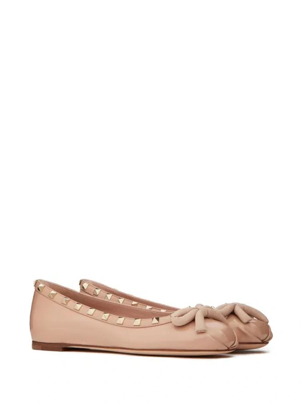 VALENTINO GARAVANI Rockstud Patent Leather Ballerina Woman Rose Cannelle 42 Product Image