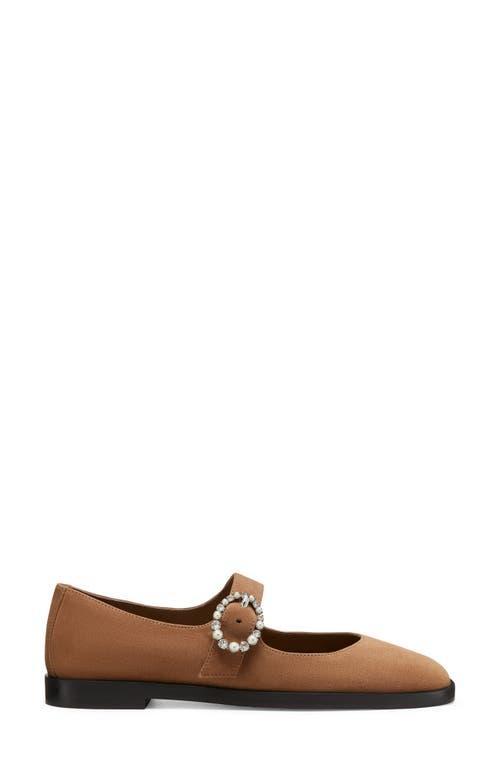 STUART WEITZMAN Suede Embellished Mary Jane Flats In Khaki Product Image