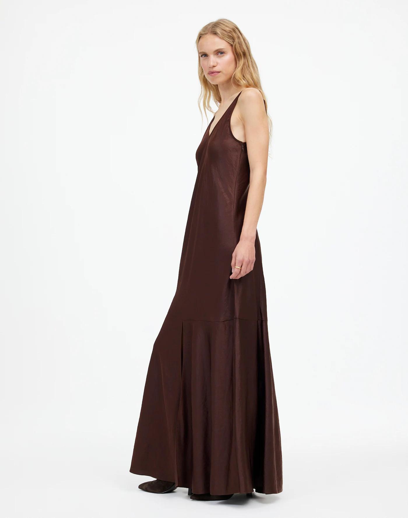 Satin Sleeveless Maxi Slip Dress Product Image