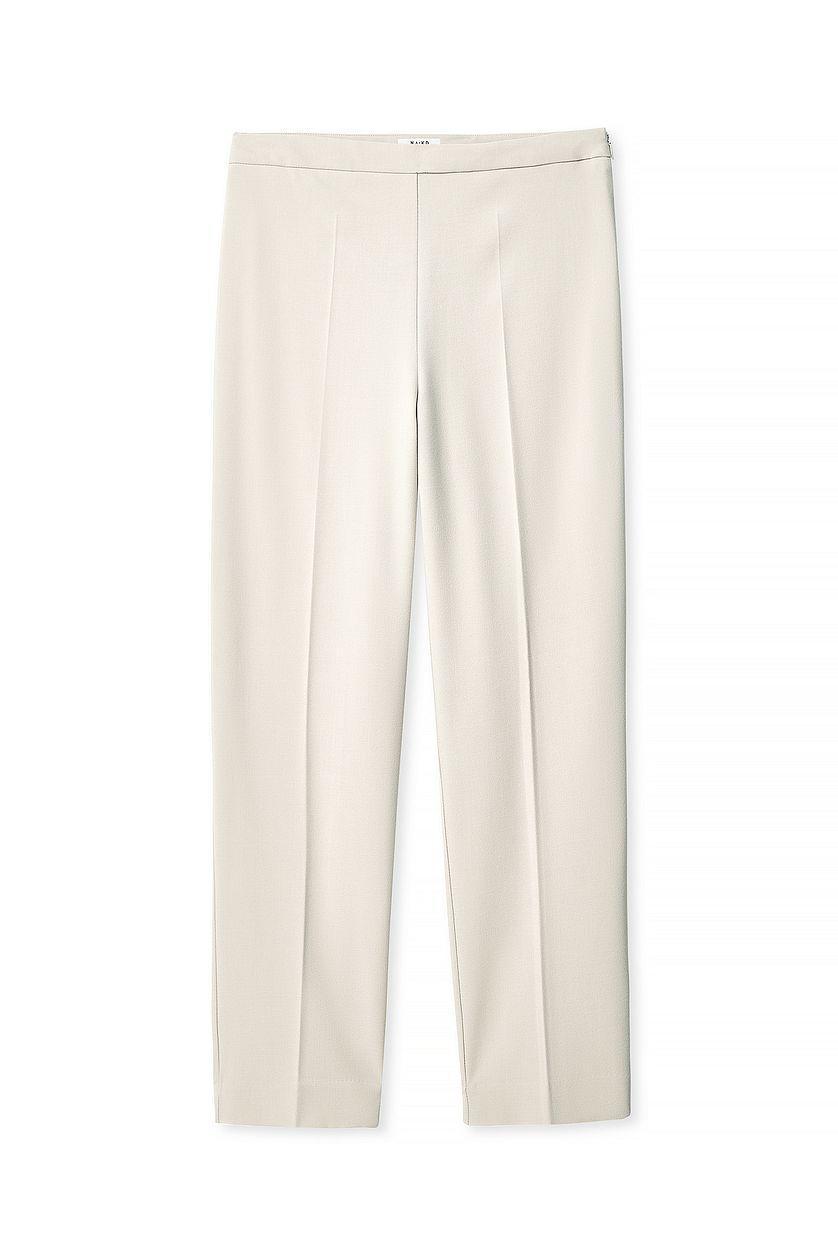 Cropped Mid Waist Pants Beige Product Image