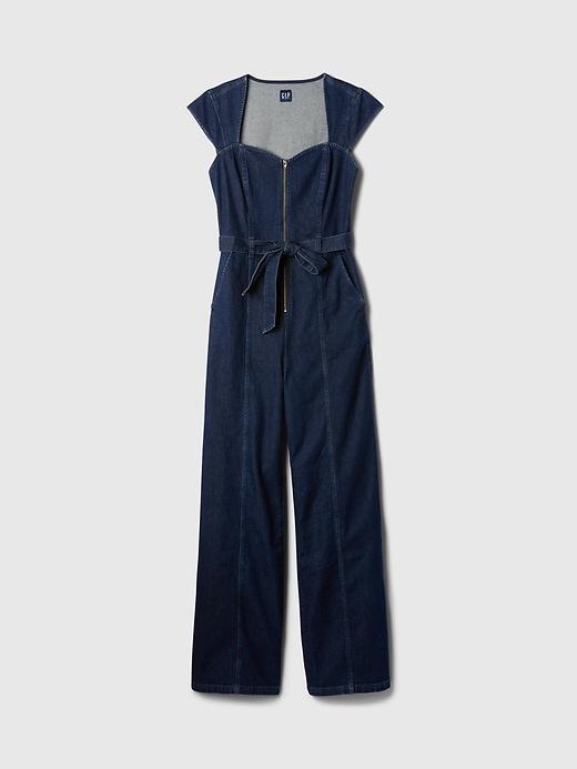 Belted Denim Jumpsuit Product Image