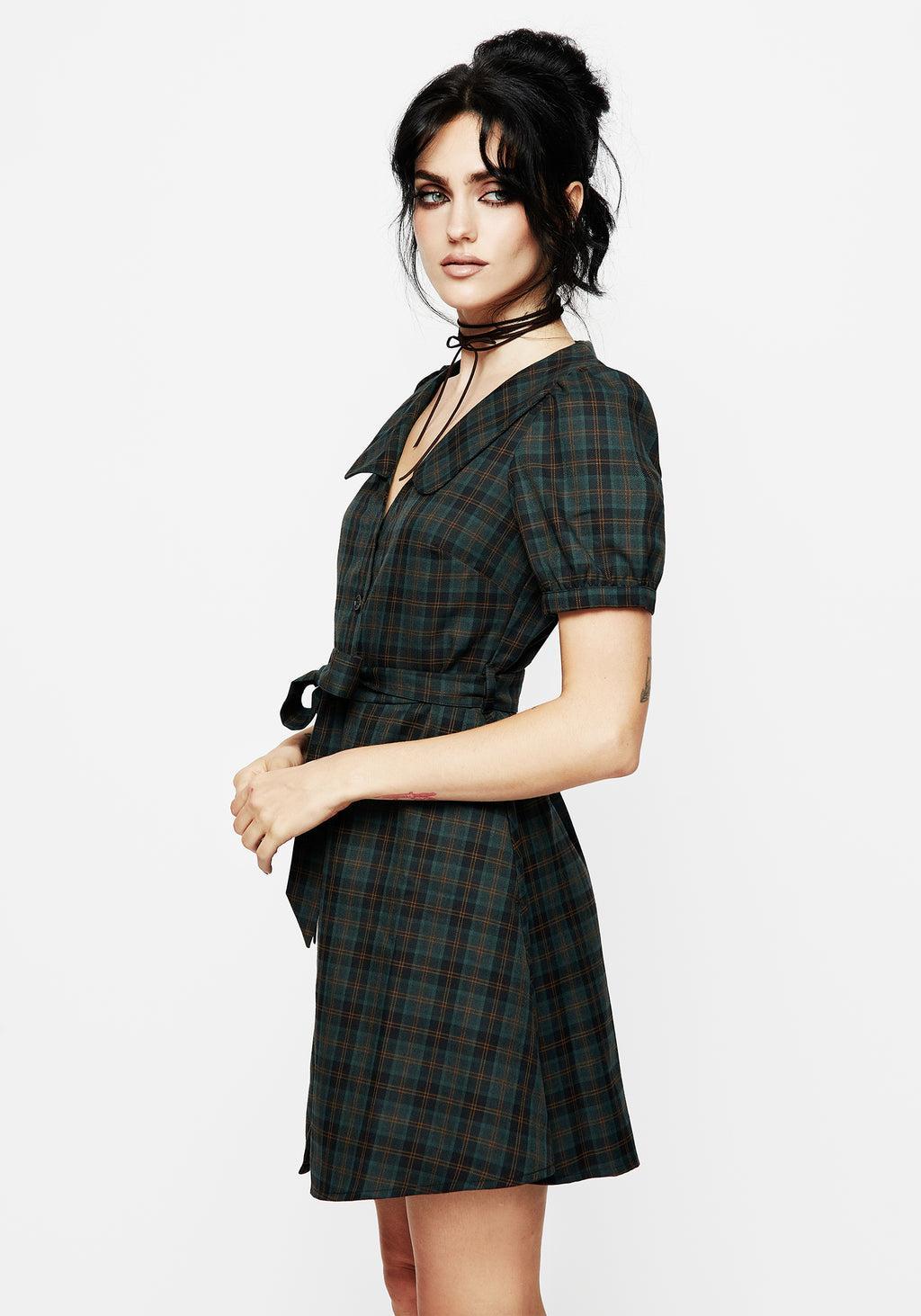 Nightingale Check Collar Mini Shirt Dress Product Image