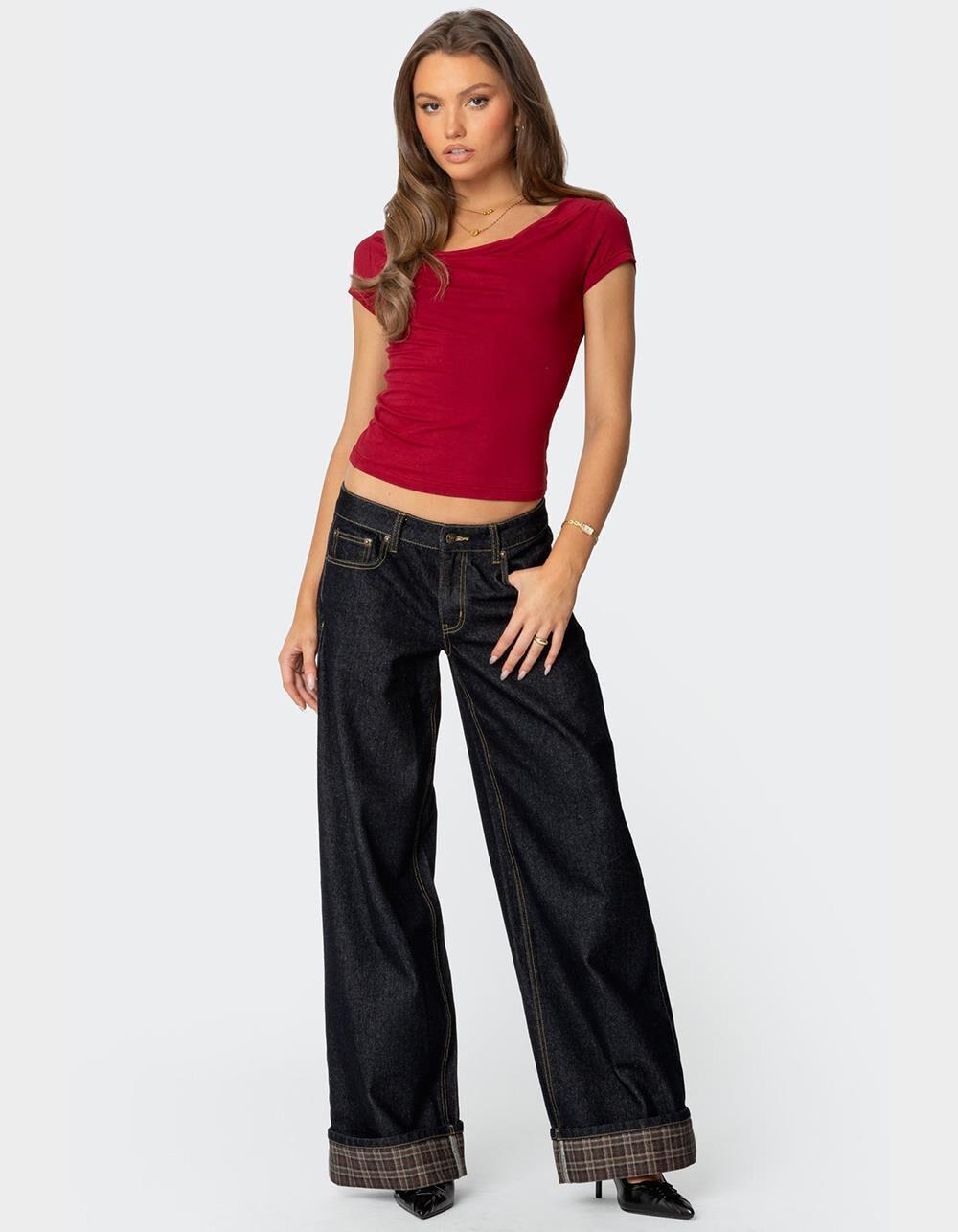 EDIKTED Javi Cowl Neck Top - RED Product Image