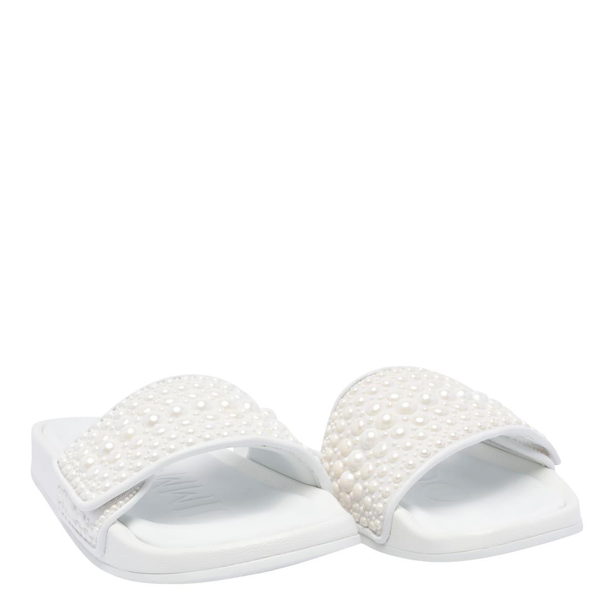 JIMMY CHOO Fitz Embellished Slides In White Product Image