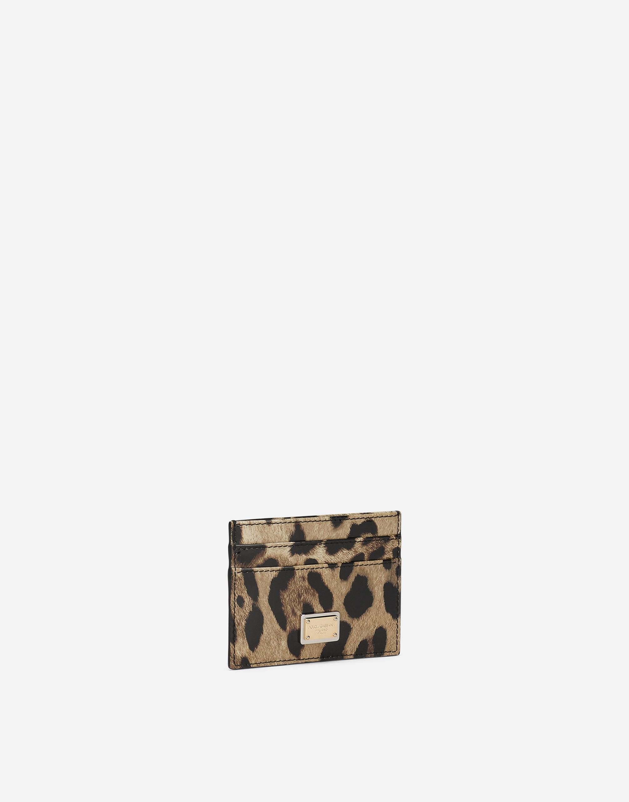 DOLCE & GABBANA Polished Calfskin Card Holder With Leopard Print In Animal Print Product Image