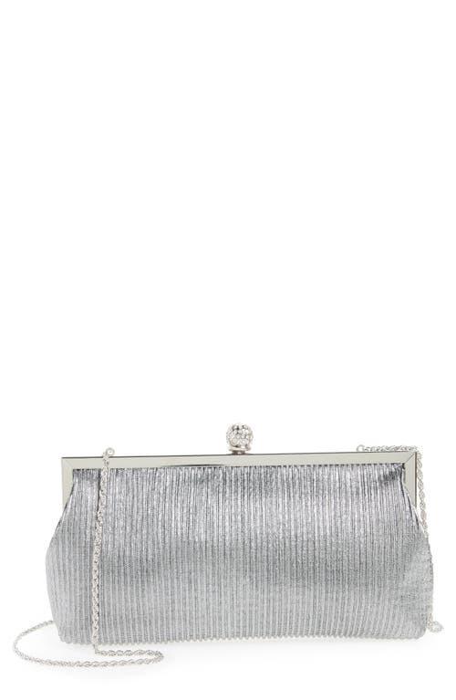 Womens Pleated Metallic Frame Clutch - Steel Product Image