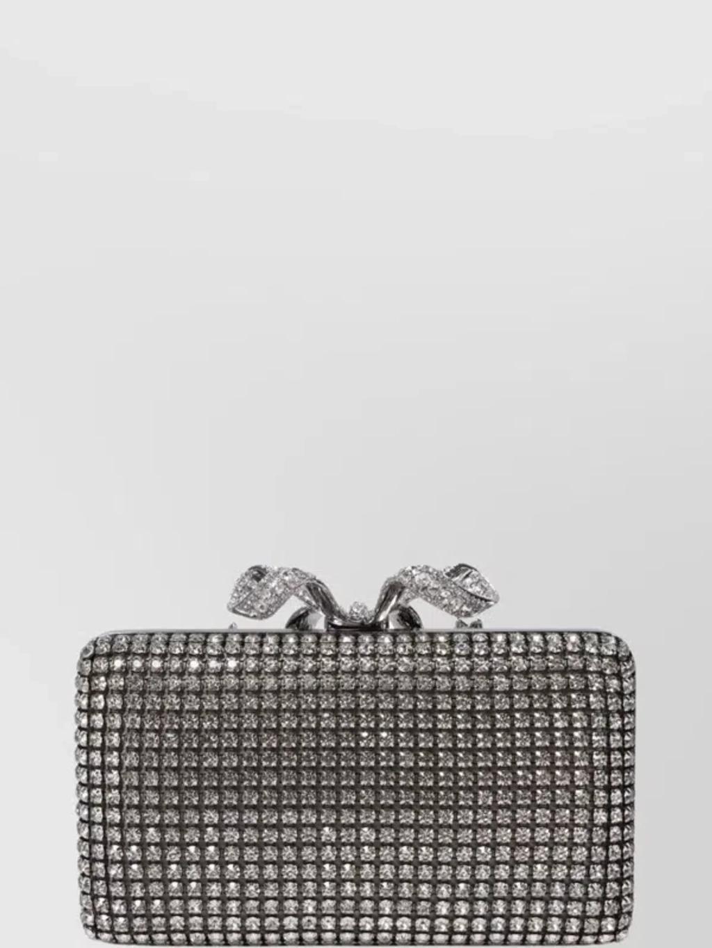 SELF-PORTRAIT Bow Chain Rhinestone Clutch Bags Product Image