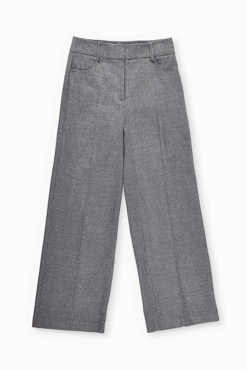 Flannel Wide Leg High Waist Trousers Product Image