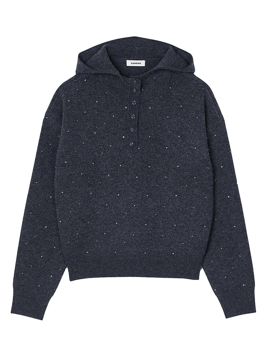 Womens Rhinestone Hooded Jumper Product Image