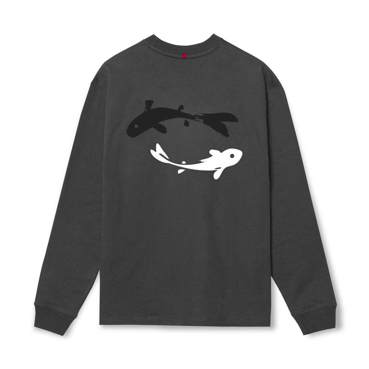 0851. Tech Essential™ Relaxed Long Sleeve  -  Space Grey "Koi" Product Image