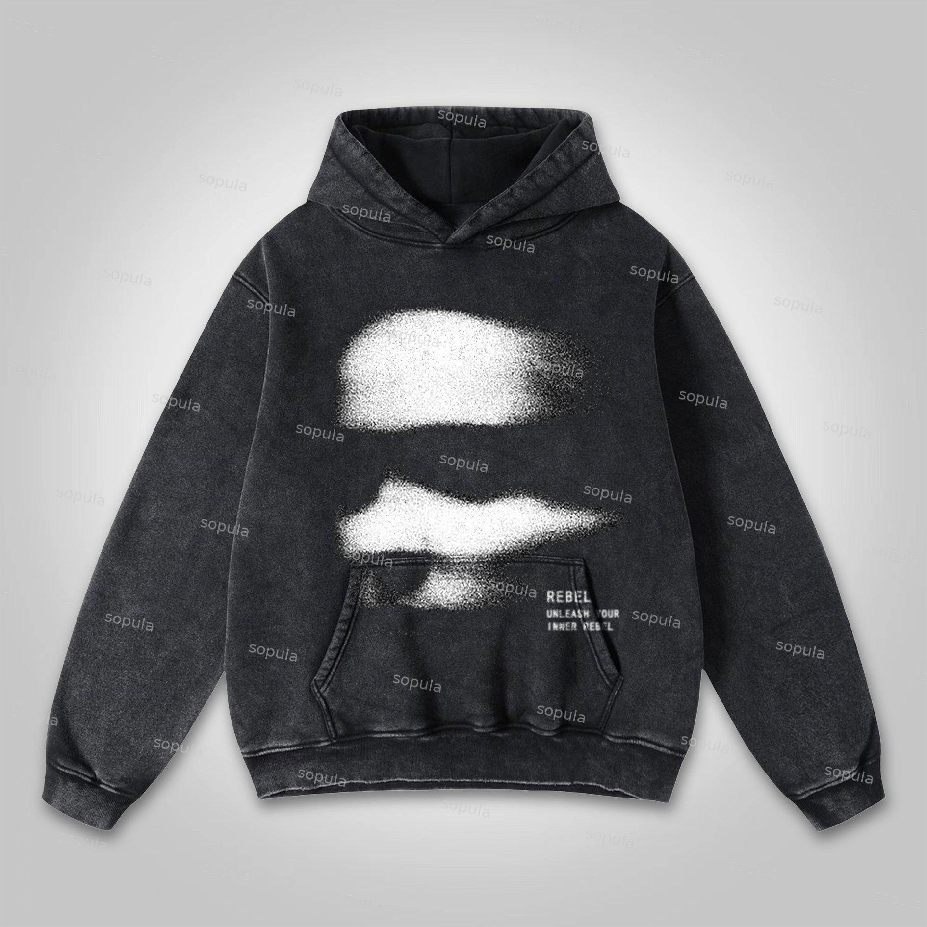 Sopula Vintage Graphics Print Acid Washed Oversized Hoodie Product Image