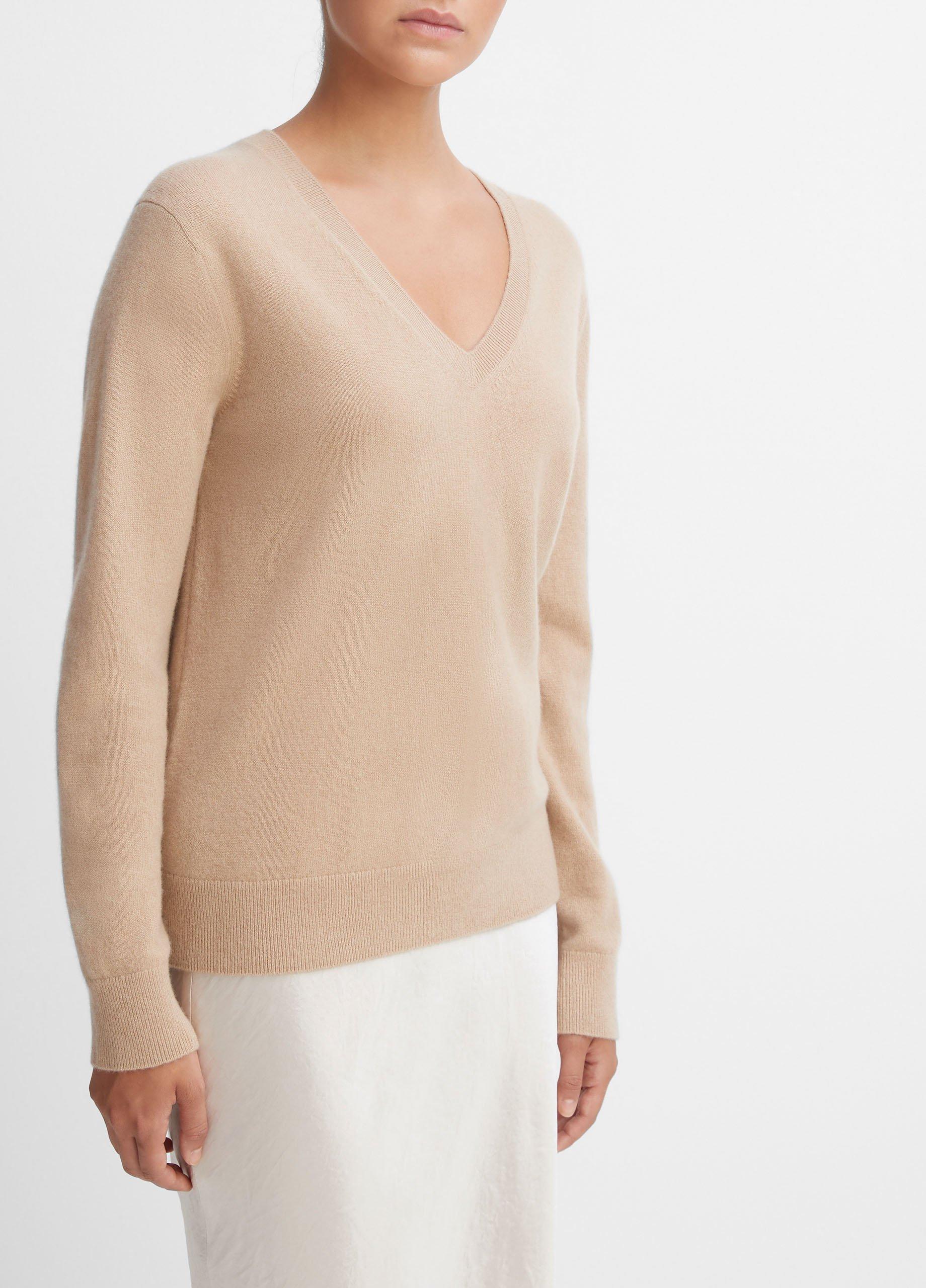 Womens Cashmere Weekend V-Neck Sweater, Heather Steel, Size XL Vince Product Image