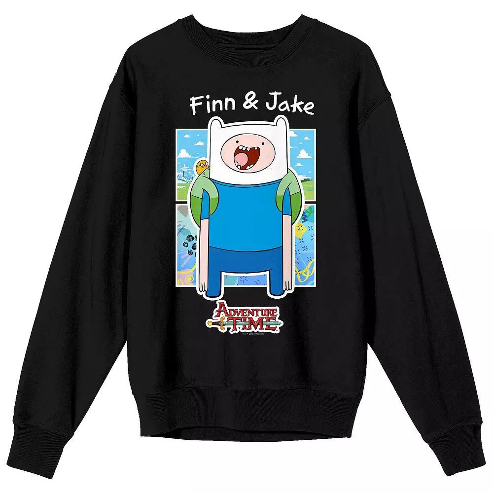 Men's Adventure Time Finn & Jake Long Sleeve Graphic Tee, Size: XXL, Black Product Image