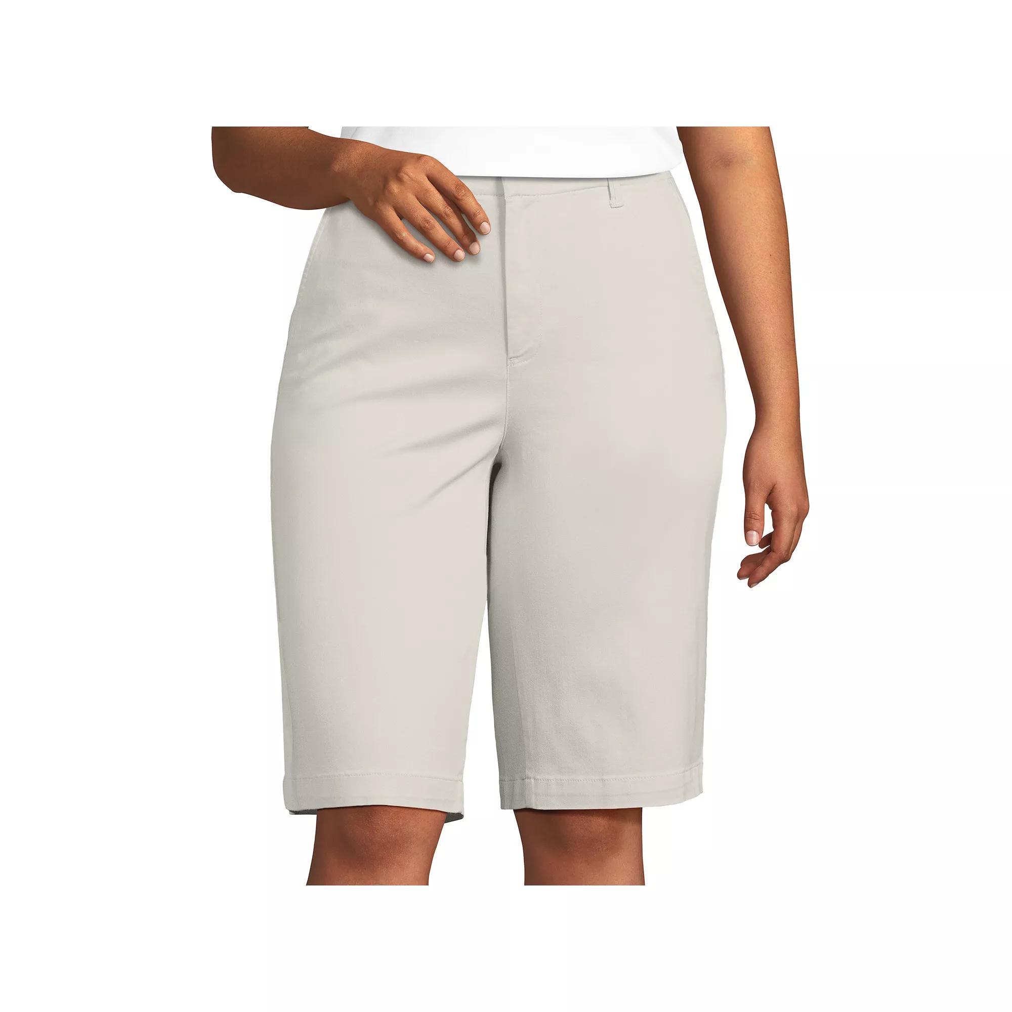 Plus Size Lands' End Elastic Back Classic Bermuda 12" Chino Shorts, Women's, Size: 20 W, Light Grey Product Image
