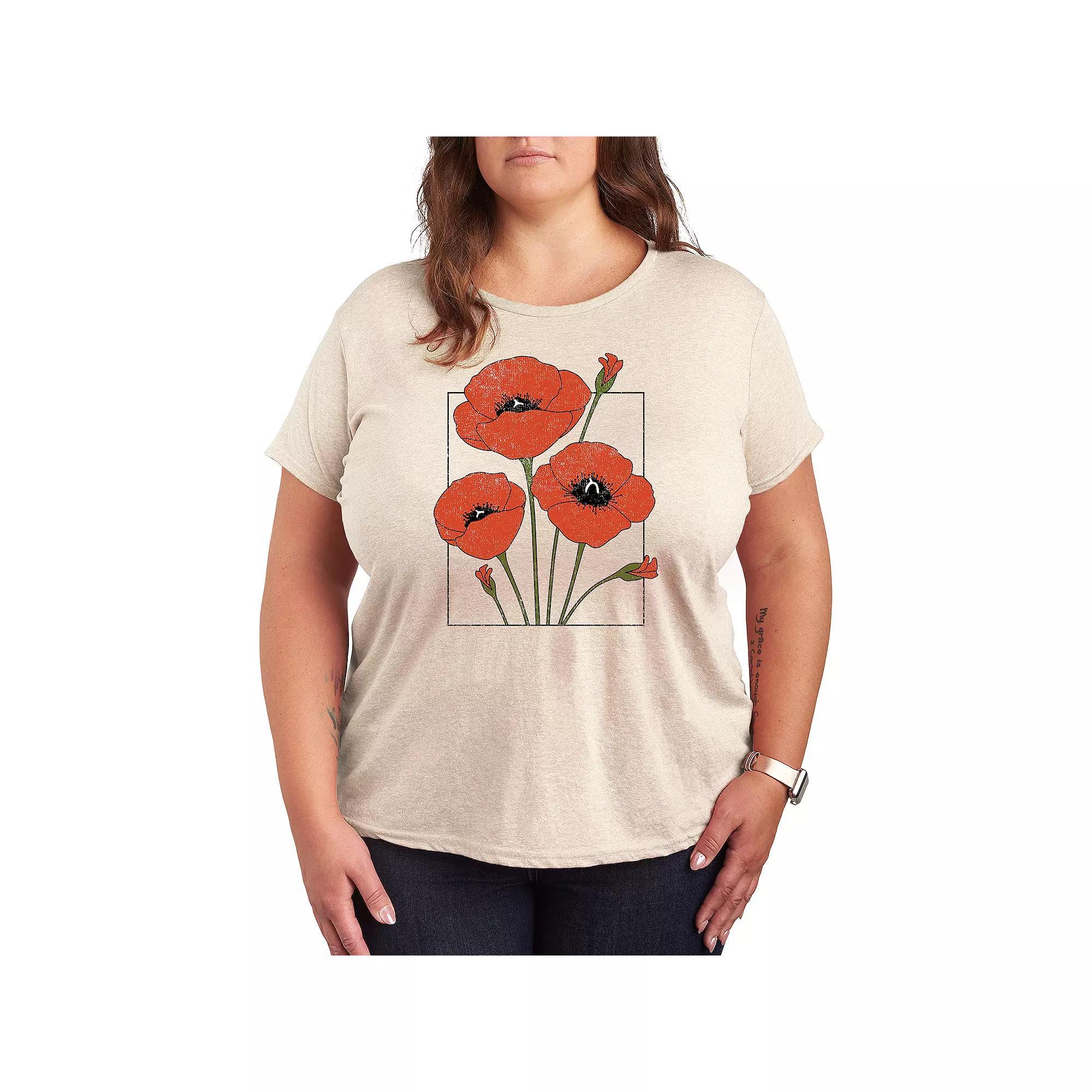 Plus Framed Poppies Graphic Tee, Women's,  Product Image
