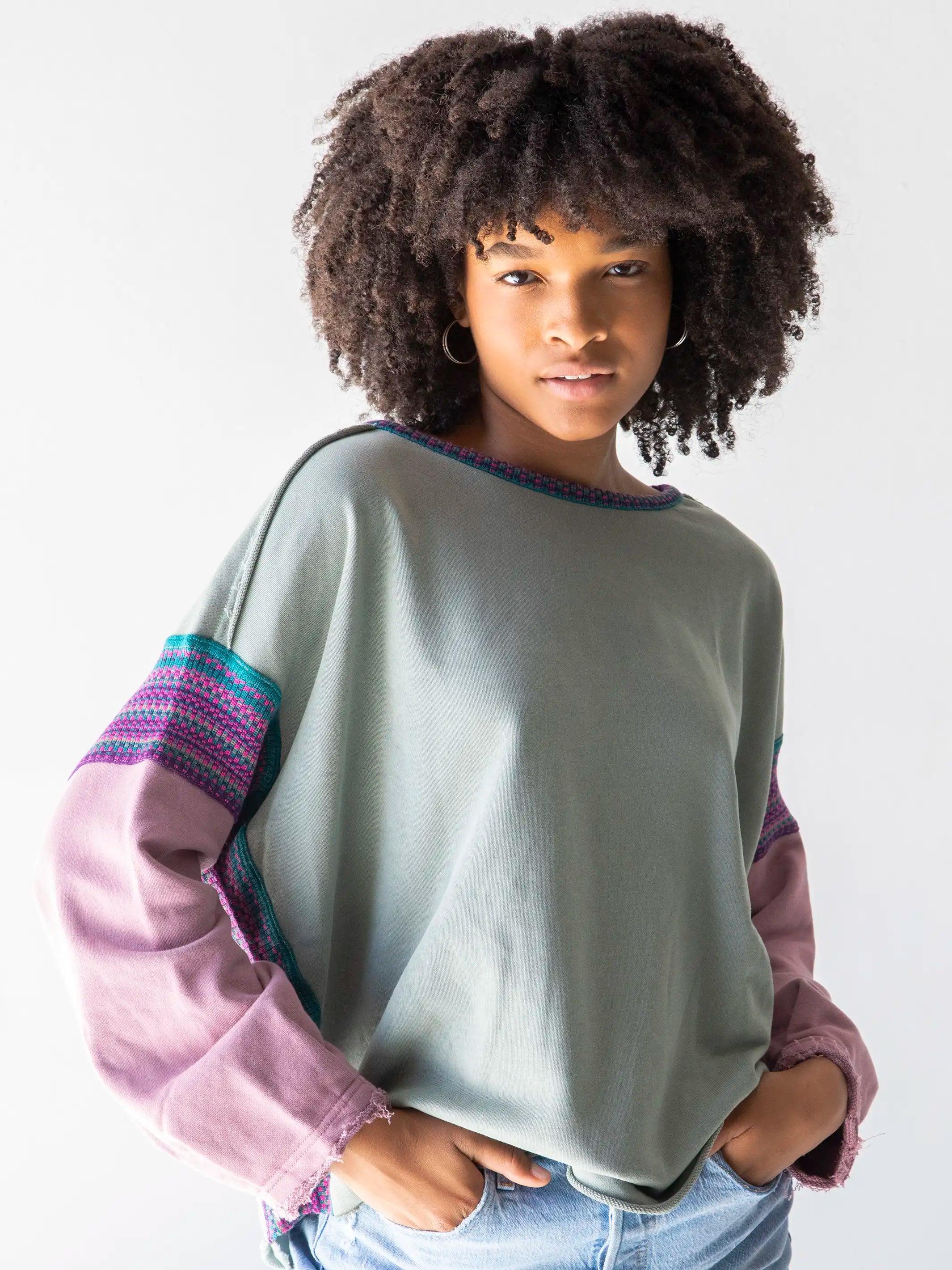 Knit Trim Sweatshirt - Bay Product Image