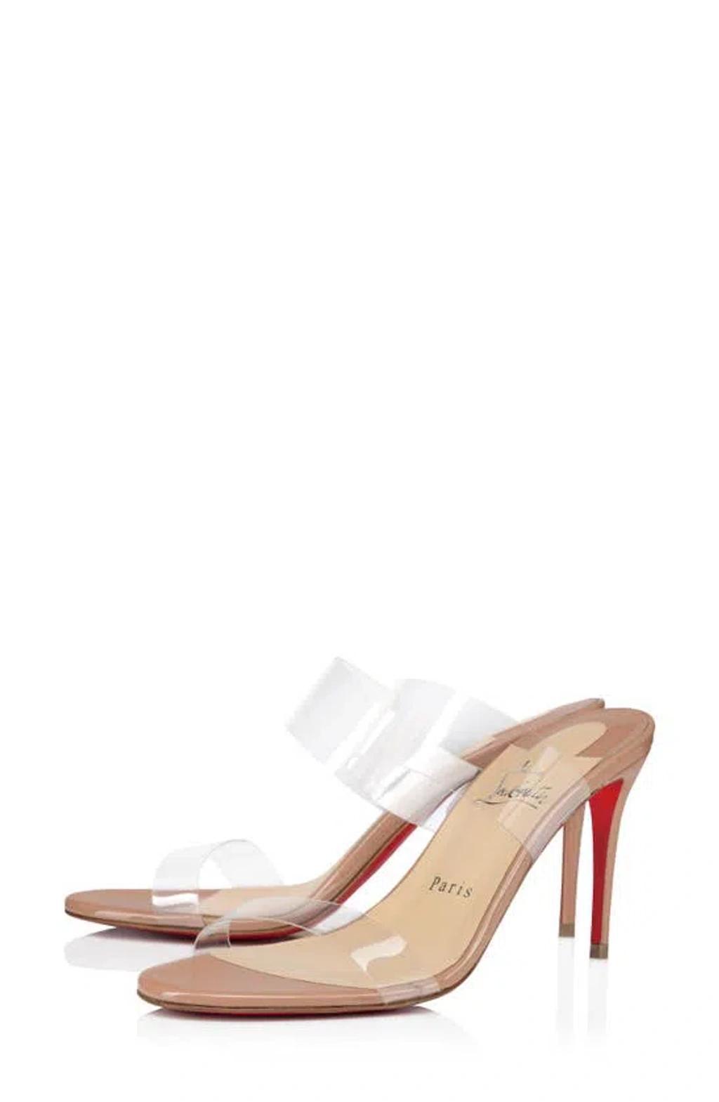 CHRISTIAN LOUBOUTIN Just Nothing 85 Pvc And Patent-leather Mules In Nude Product Image