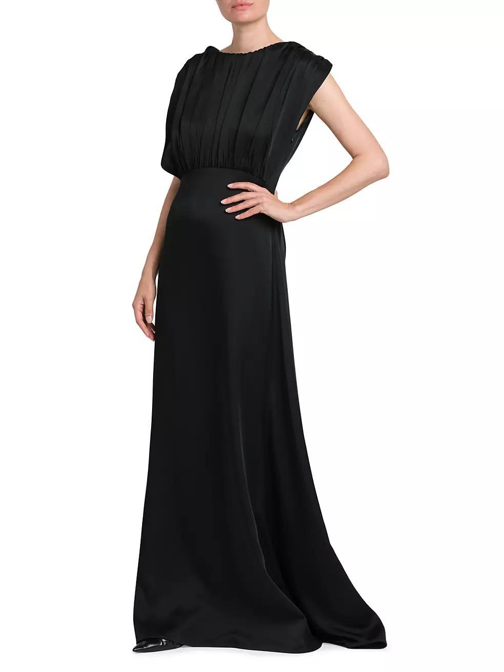 Pleated Satin Gown Product Image