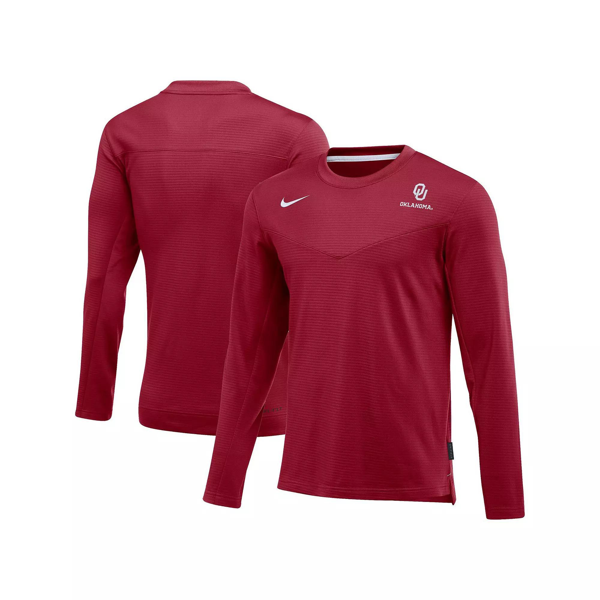 Men's Nike Crimson Oklahoma Sooners 2022 Game Day Sideline Performance Long Sleeve T-Shirt,  Product Image