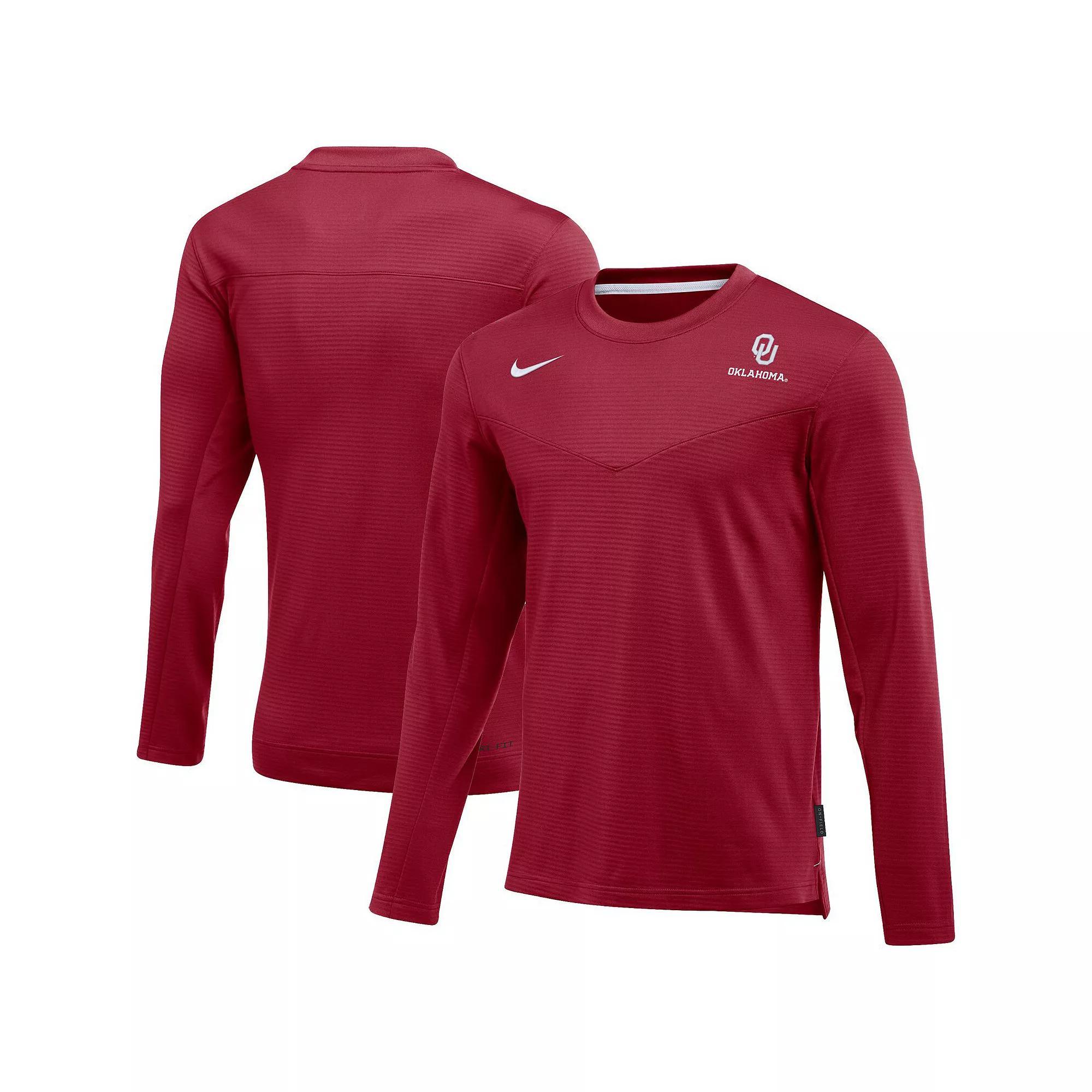 Men's Nike Crimson Oklahoma Sooners 2022 Game Day Sideline Performance Long Sleeve T-Shirt,  Product Image
