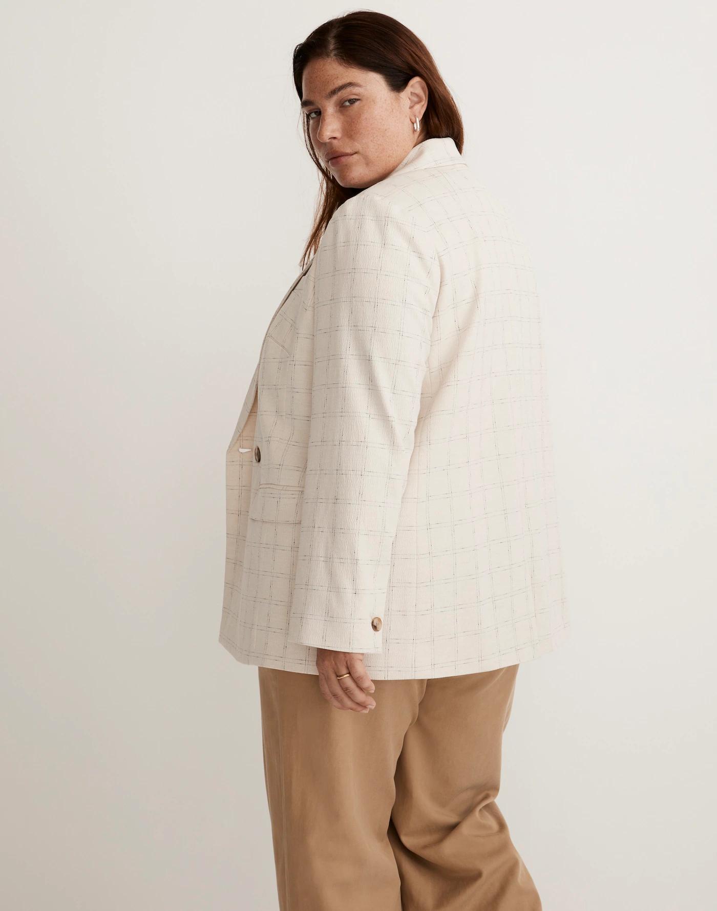 The Plus Caldwell Double-Breasted Blazer in Ghent Plaid Product Image