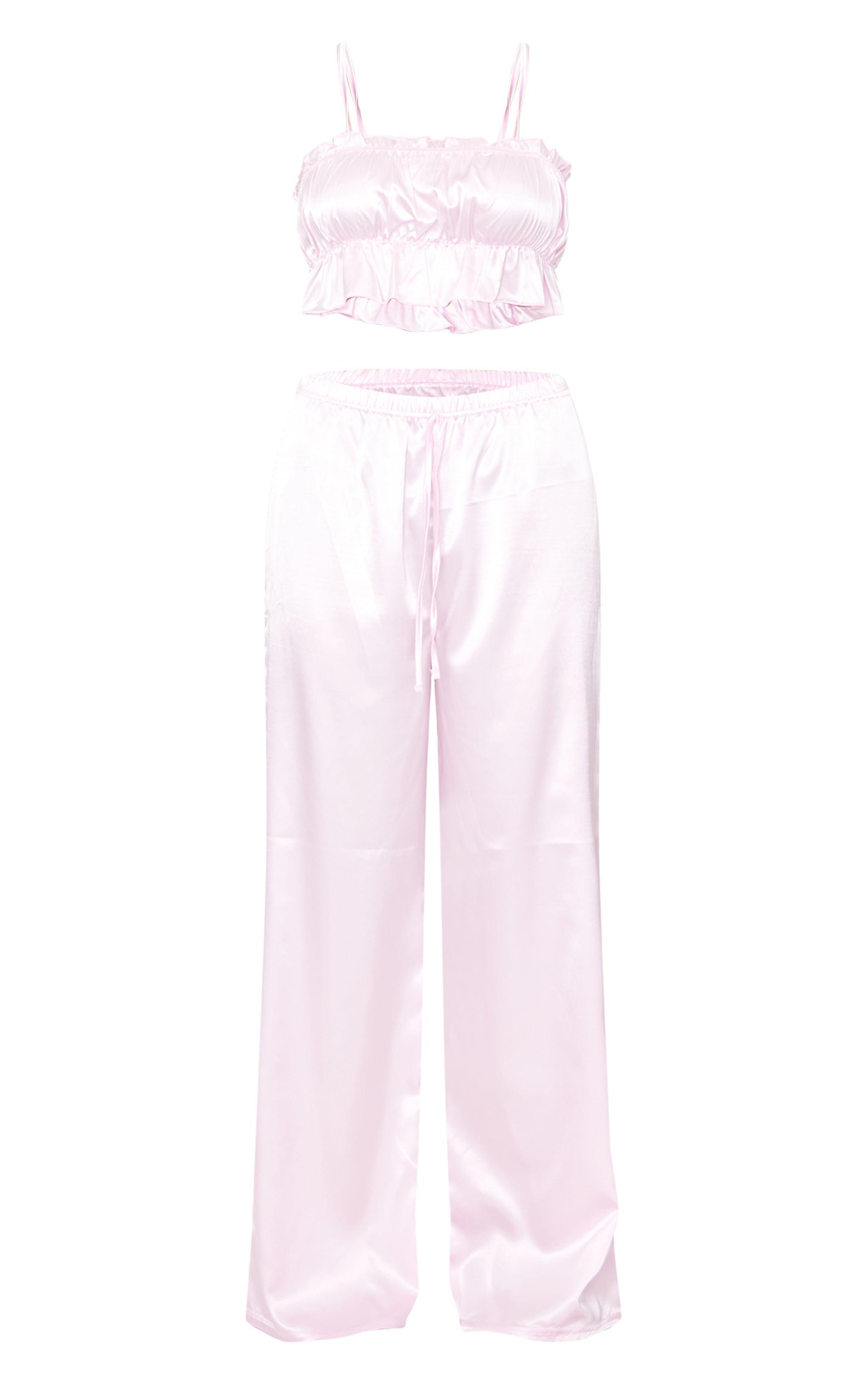 Pink Ruched Cami Long PJ Set Product Image