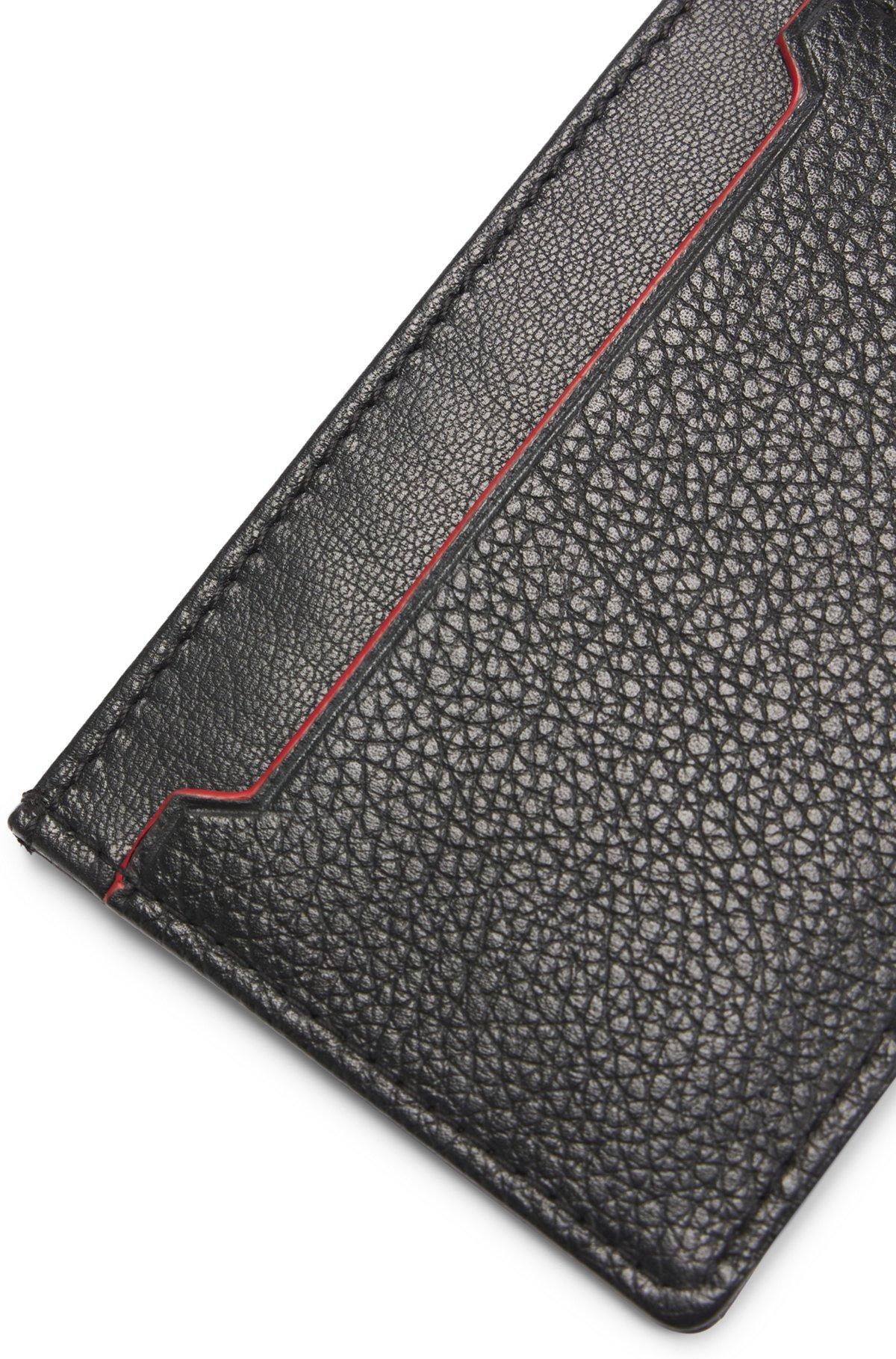 Grained-leather card holder with embossed logo Product Image
