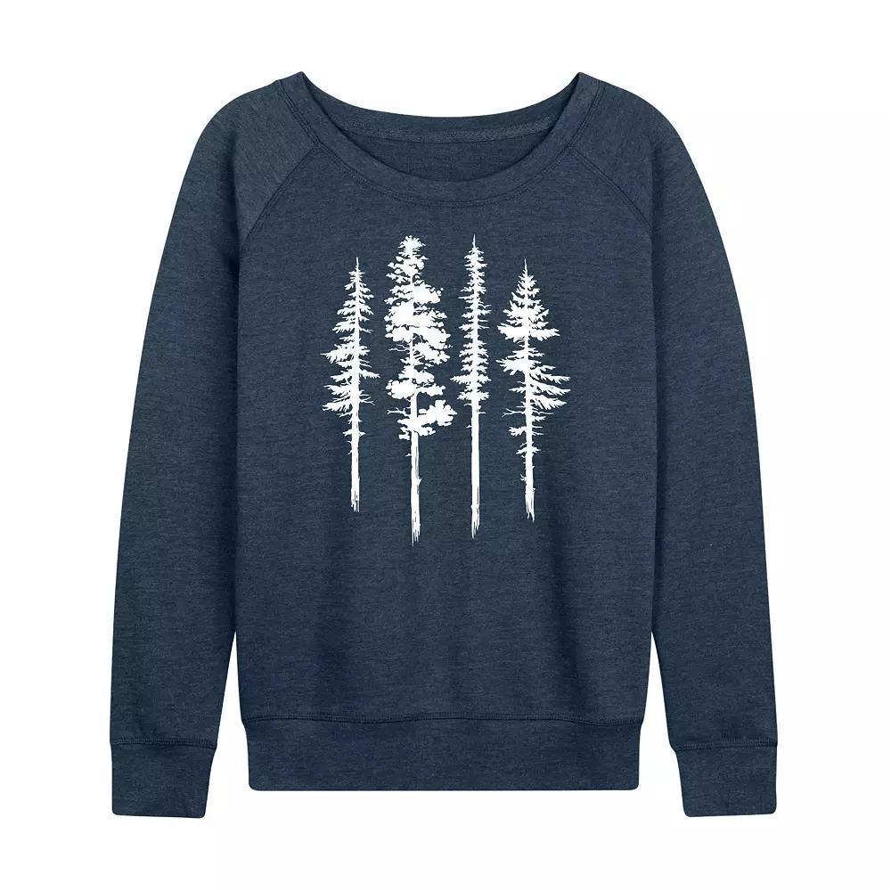 Women's Abstract Trees French Terry Long Sleeve Tee, Size: XXL, Grey Indigo Product Image