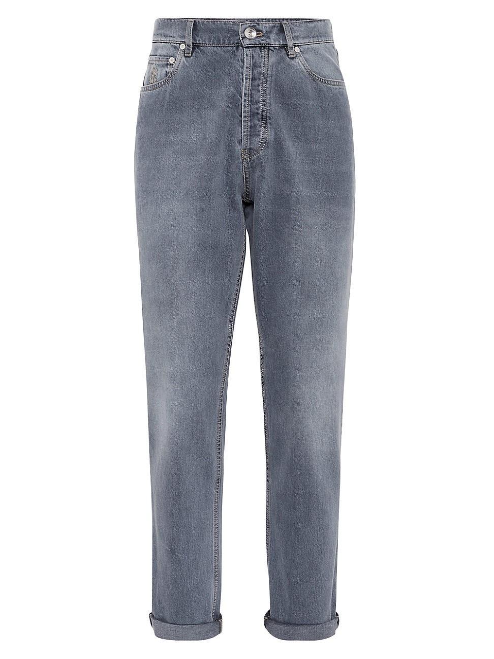 Mens Greyscale Denim Iconic Fit Five Pocket Jeans Product Image