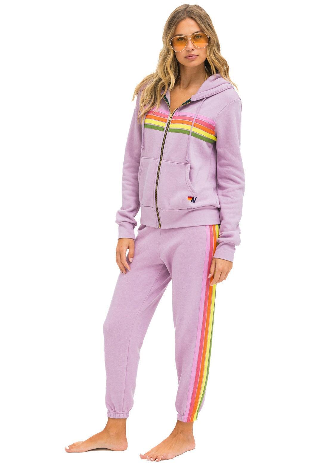 5 STRIPE SWEATPANTS - MAUVE // PINK // GREEN Female Product Image