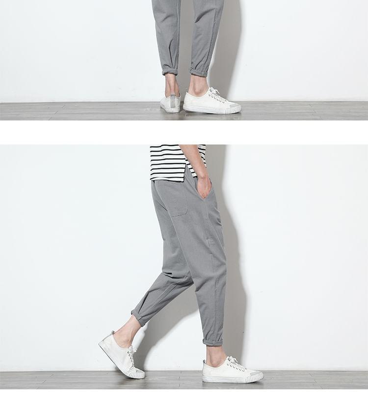 Drawstring Waist Plain Cropped Harem Pants Product Image
