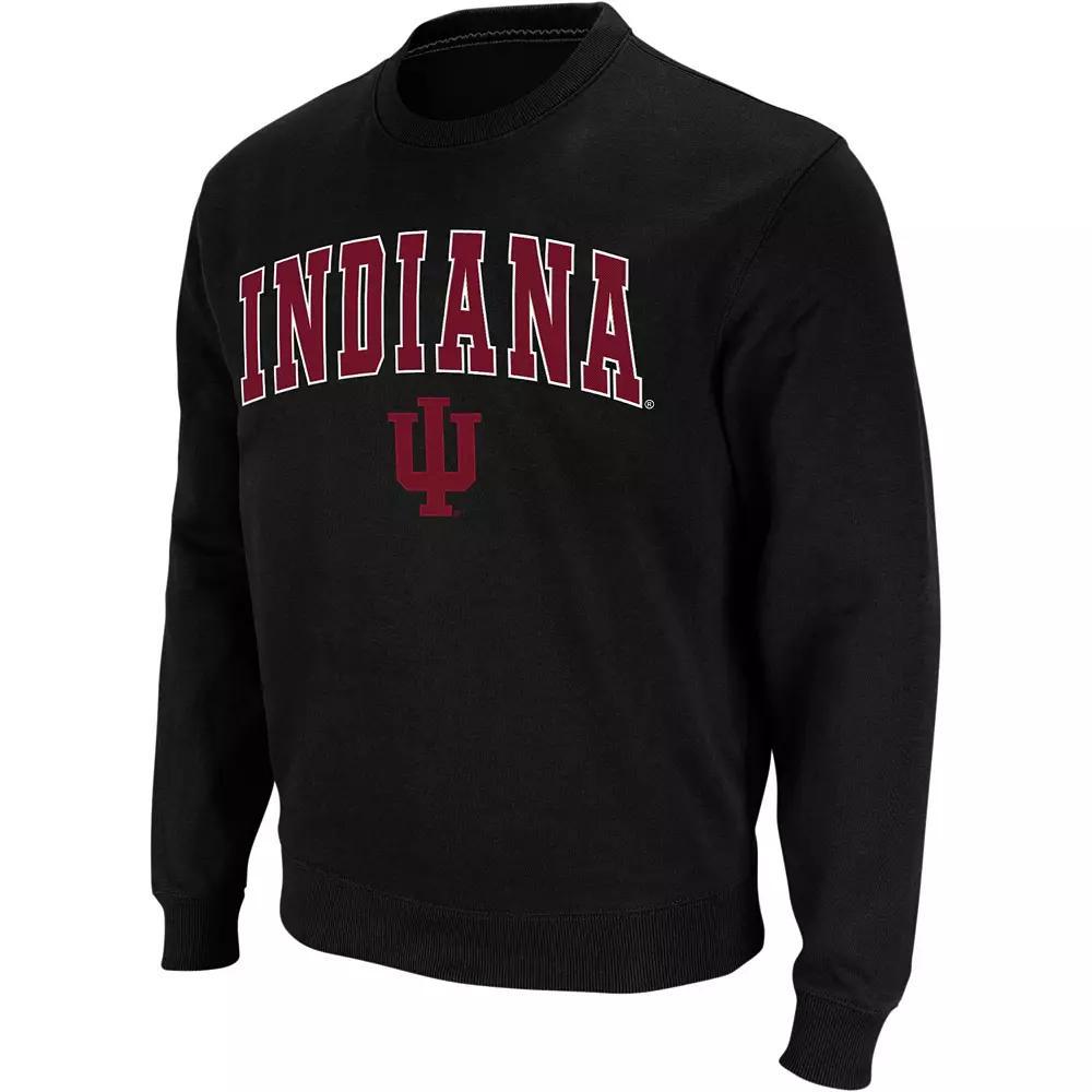 Men's Colosseum Black Indiana Hoosiers Arch & Logo Crew Neck Sweatshirt,  Product Image