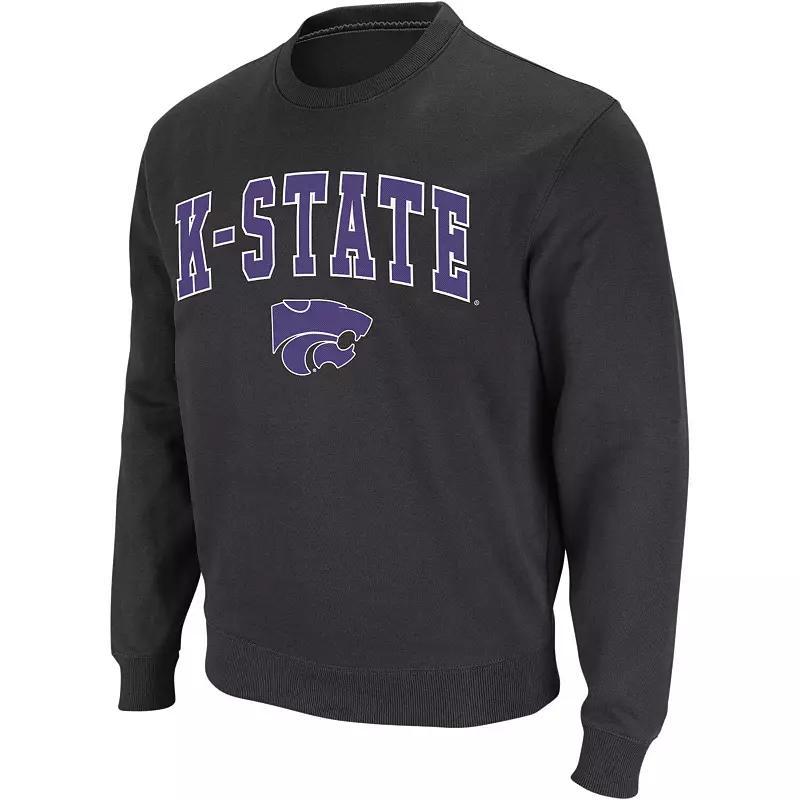 Men's Colosseum Black Kansas Jayhawks Arch & Logo Crew Neck Sweatshirt,  Product Image