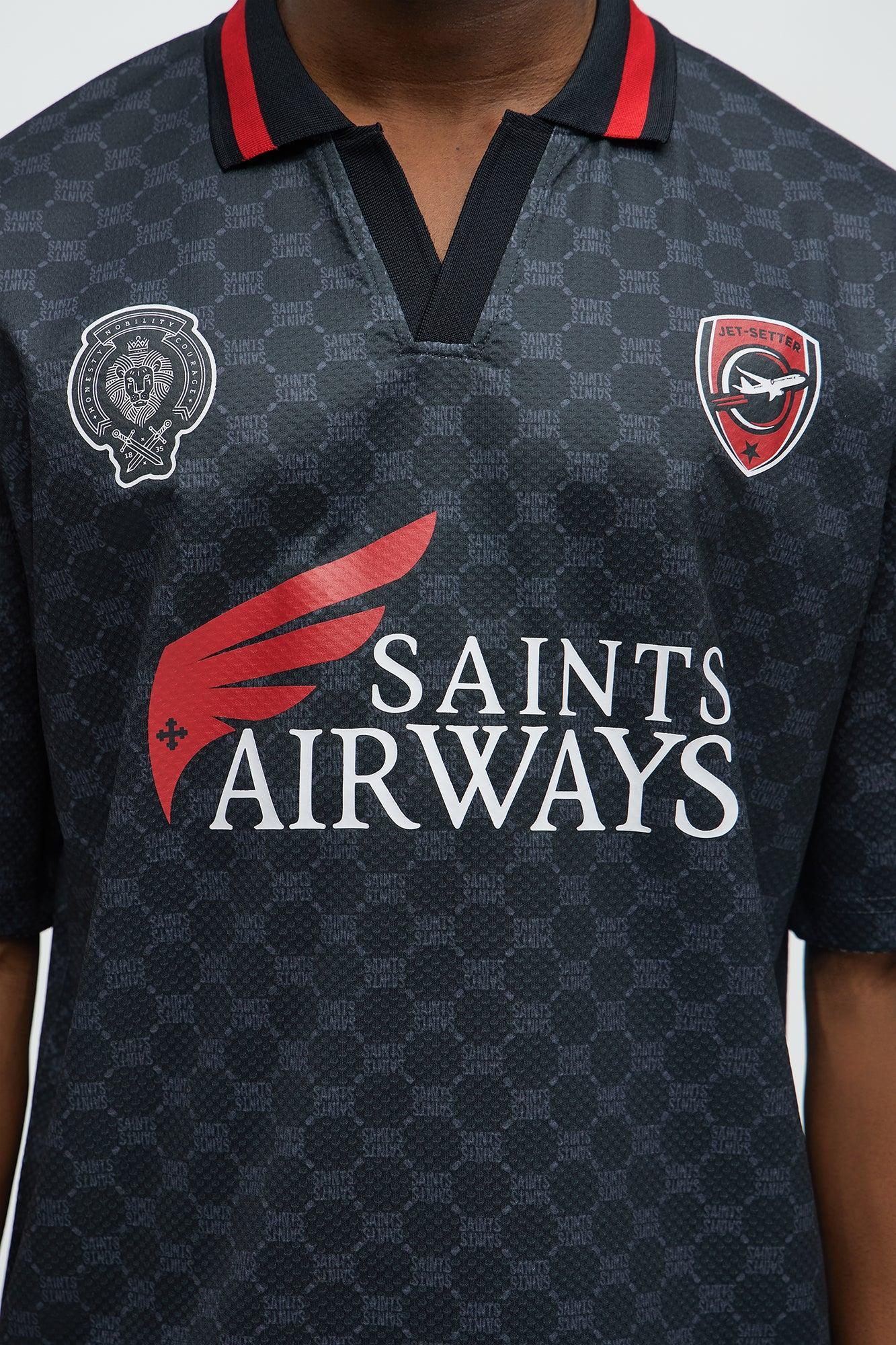 Saints Johnny Collar Soccer Jersey - Black Male Product Image