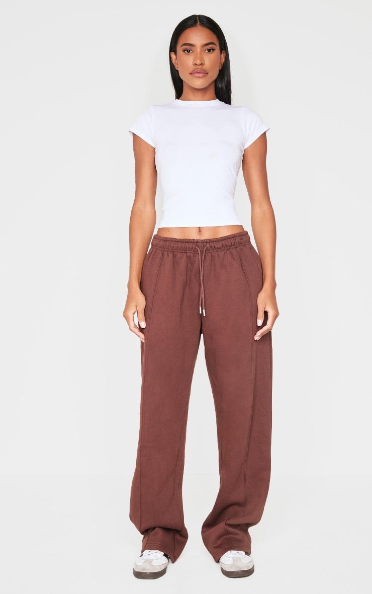 Dark Chocolate Basic Wide Leg Sweatpants Product Image