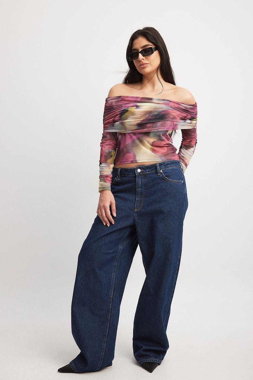 Mesh Off Shoulder Top Multicolor Product Image