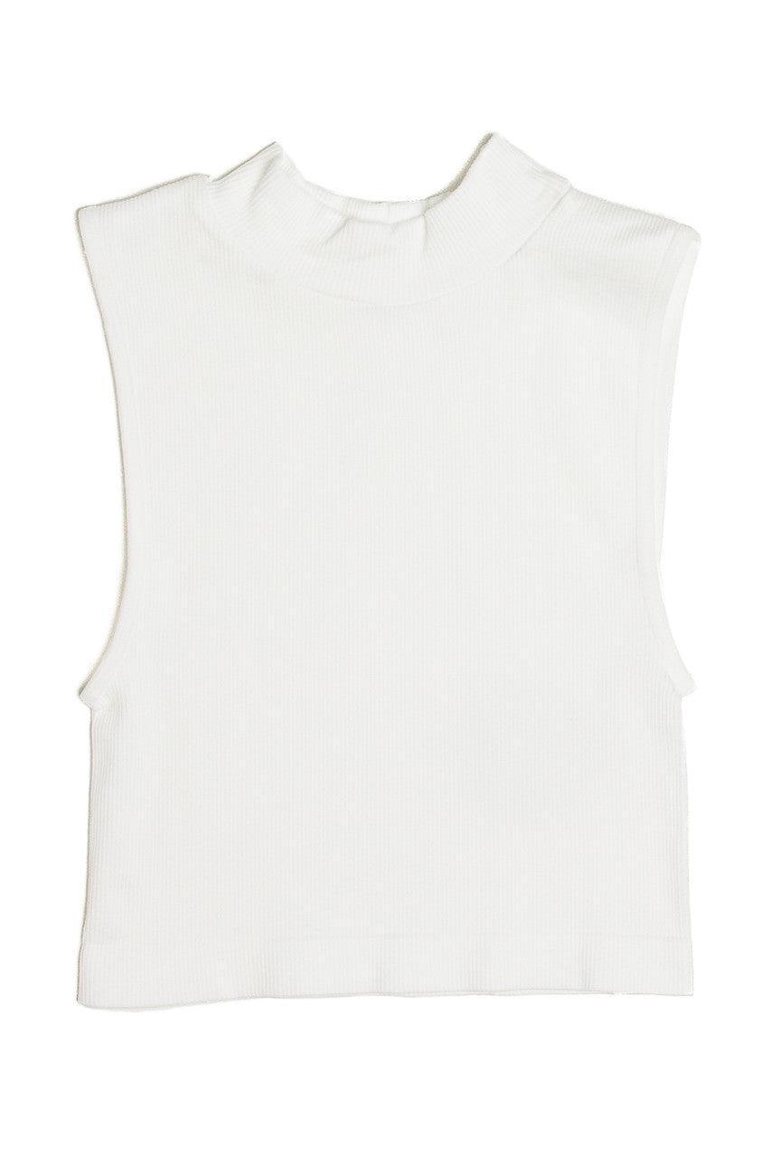 White Mock Neck Crop Tank Product Image