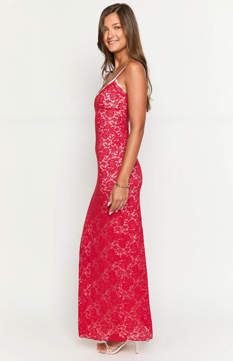 Kata Red Lace Maxi Dress Product Image