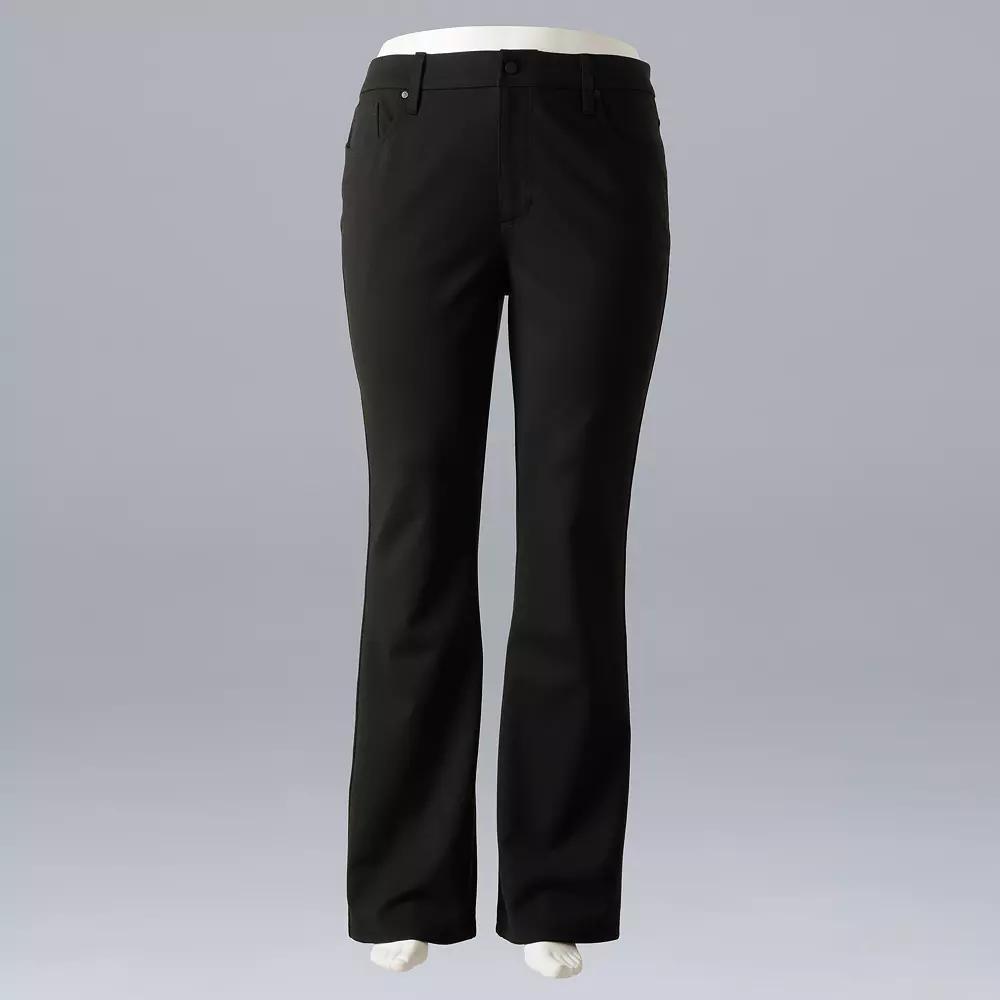 Plus Size Simply Vera Vera Wang Mid Rise 5-Pocket Ponte Bootcut Pants, Womens Product Image