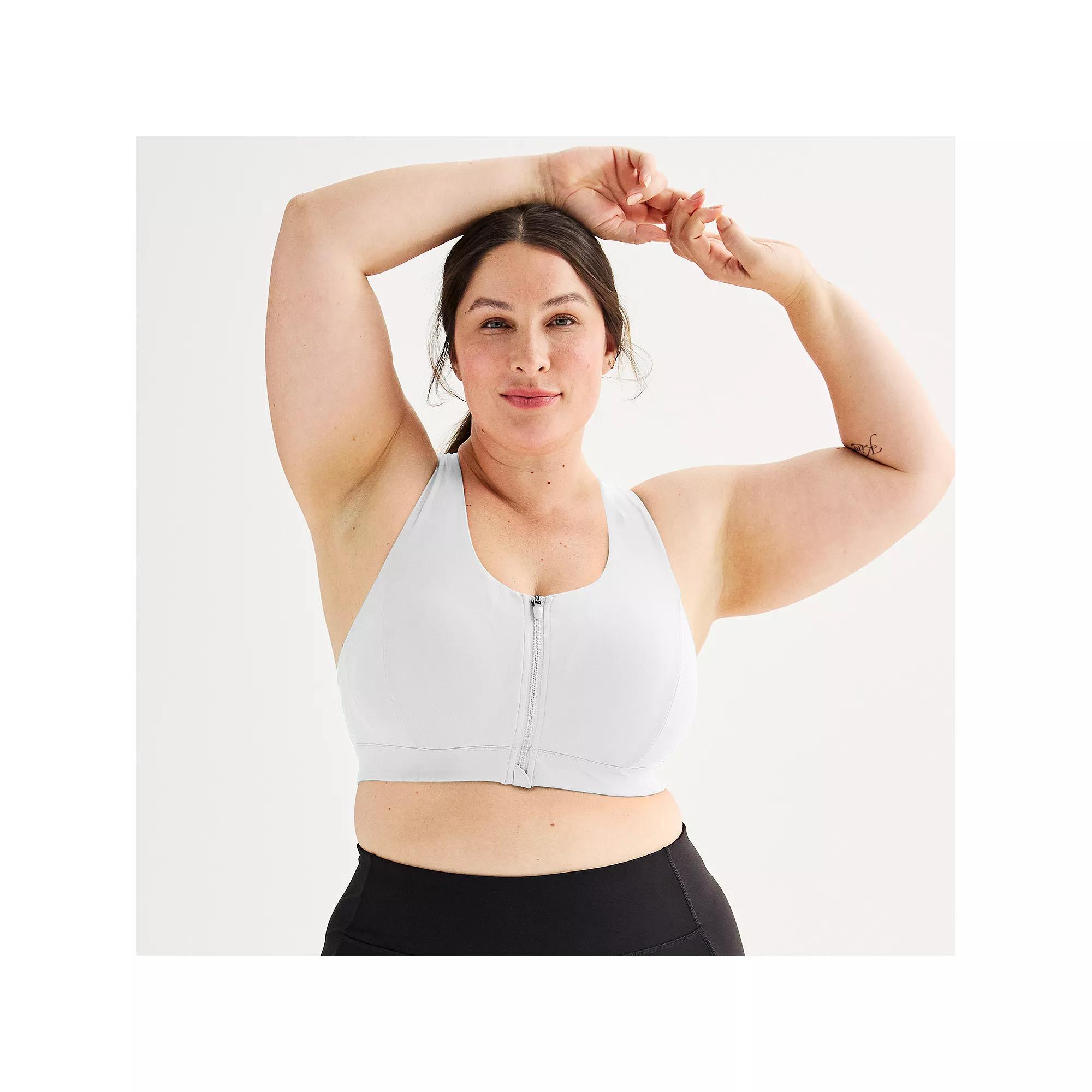 Plus Size Tek Gear® Ultrastretch Medium Support Zip Front Sports Bra, Women's, Size: 3XL, Mini Latte Product Image