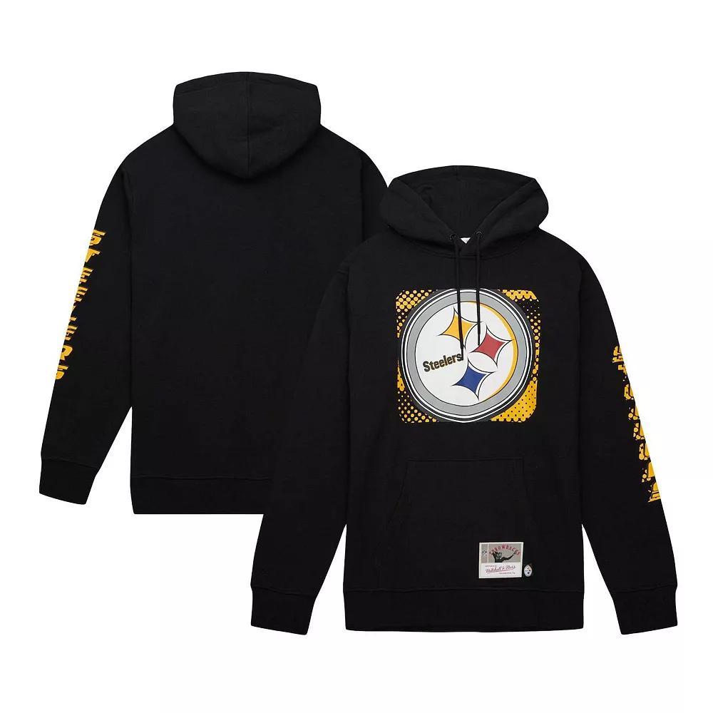 Men's Mitchell & Ness Black Pittsburgh Steelers Gridiron Classics Big Face 7.0 Pullover Hoodie, Size: Medium Product Image