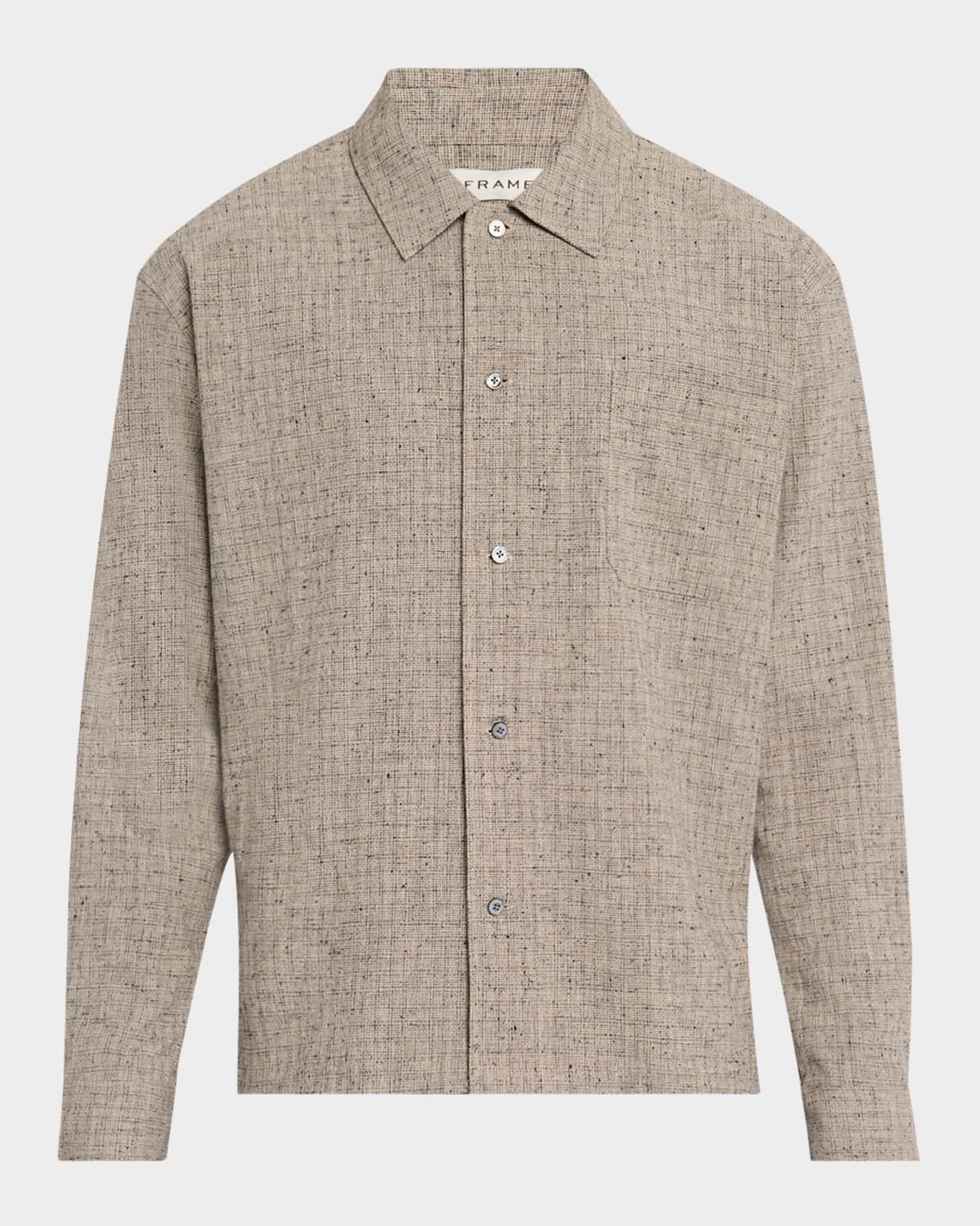 Men's Cotton and Linen Casual Button-Down Shirt Product Image