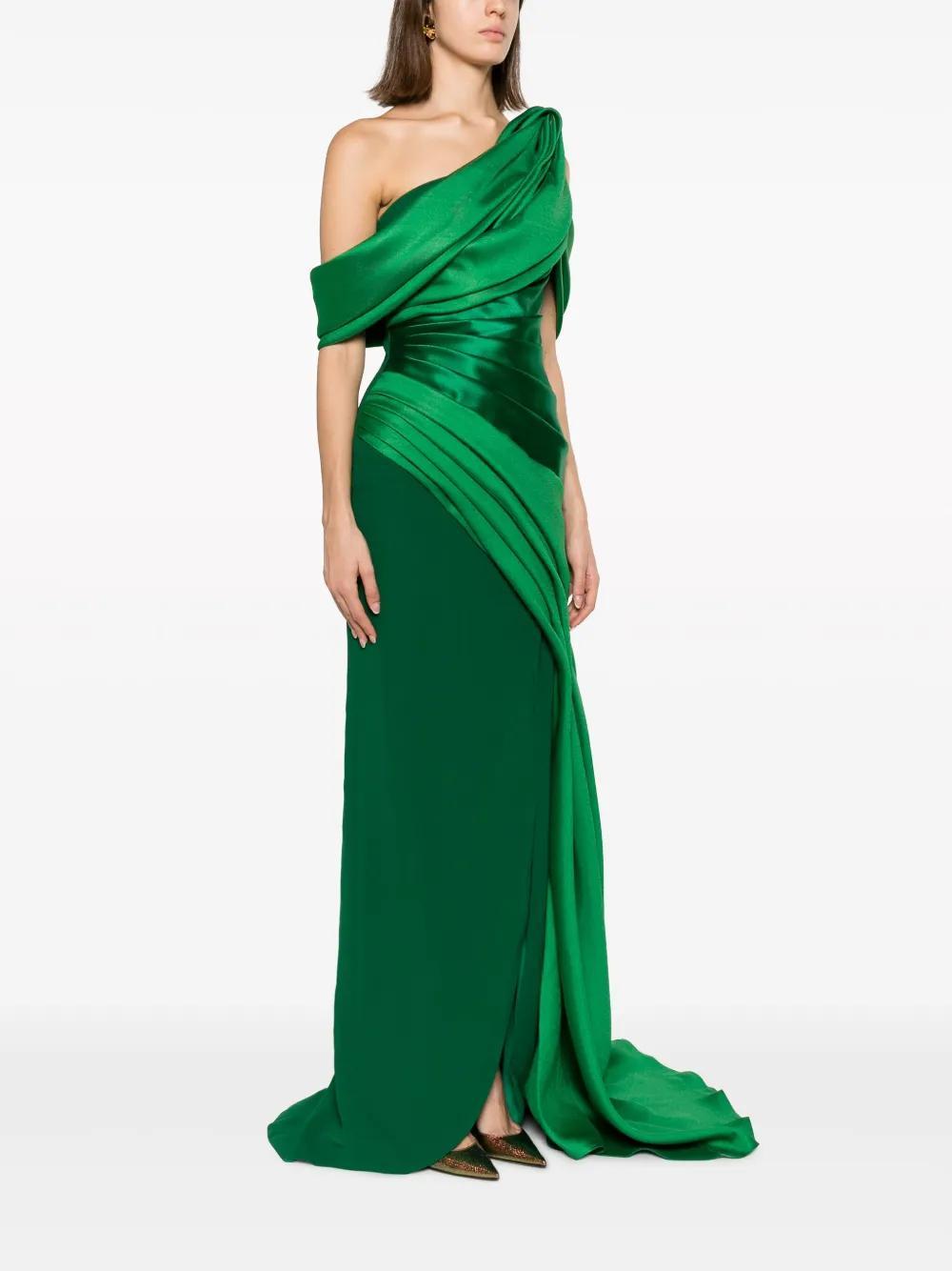 draped open-shoulder gown  Product Image